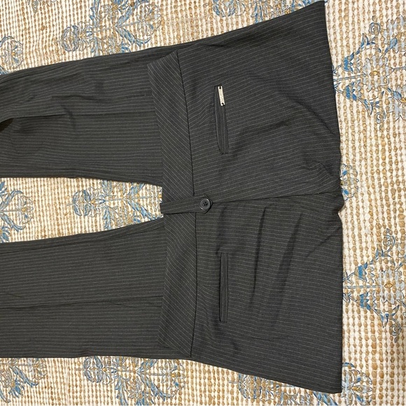 Elegant Black Pinstripe Women's Pantsuit - Picture 2 of 8